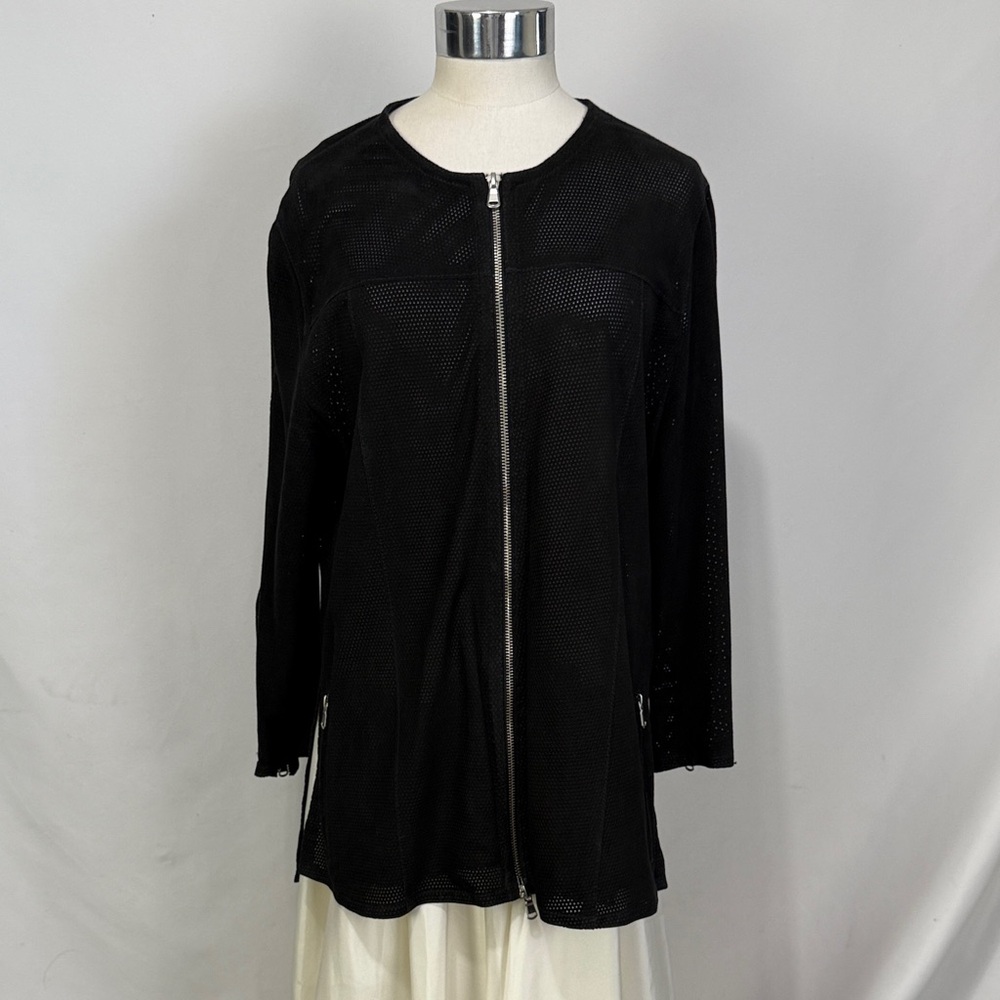 Superma Collection Size 48 Black Pierced Suede zip jacket